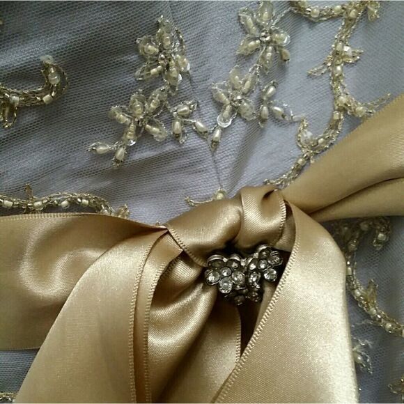 Sz 14 Le Gala Purple Strapless Prom Dress - Picture 4 of 8